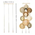 Macrame Hat Organizer Wall Hanging Boho Hat Hanger Tapestry Hat Storage Rack 155cm - Single Wooden Stick 2