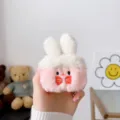 Plush rabbit ear cute wireless earphone protective case for AirPods Pro soft cover - Bowknot Bunny / AirPods 1/2 Gen