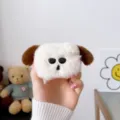 Fluffy cartoon sunglasses puppy plush case cover compatible with Apple AirPods Pro2 - Sunglasses Dog / AirPods 1/2 Gen