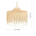 Bohemian handmade macrame lampshade fringe chandelier boho home decor pendant light fixture - 50cm Beige Style 1