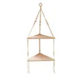 Bohemian wooden two-tier triangular hanging shelf with cotton rope macrame wall decor - Double Layer