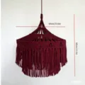 Handmade macrame pendant light shade bohemian style dark red hanging lamp shade 60x80cm - 60cm Diameter Wine Red