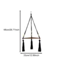 Bohemian wall hanging corner shelf with cotton rope and wooden beads for home storage. - Single Layer / Black