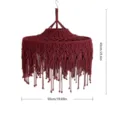 Boho Macrame Lampshade Dark Red Woven Pendant Light Cover 50x65cm Bohemian Home Decor - 50cm Wine Red Style 1