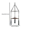 Macrame corner shelf 2-tier wooden hanging wall shelf with beads and tassels for home decor - 2-Tier / Black