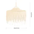 Boho handmade woven macrame lampshade chandelier bohemian home decor fringe pendant light cover - 60cm Beige Style 1