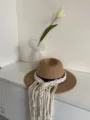 Handgemachte gewebte Fransen Strohhut bohemischer Stil Hutband sommerliches Sonnenhut Accessoire. - Stil Vier / 75g