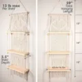 Handmade woven macrame wall hanging shelf boho style 3 tier wooden shelf decor ins style - Triple Layer