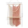 Nordic macrame wall hanging shelf with wooden board and beads, boho bohemian decor. - Light Pink