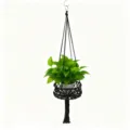 Suspension pour plante en macramé noir, panier suspendu en corde de coton tissé main. - Style 1 Noir