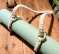Handmade cotton macrame yoga mat strap with wooden rings portable yoga carrier sling holder - Style 1