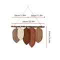 Bohemian macrame leaf wall hanging, cotton rope handmade tapestry decor with wooden stick. - Spliced Wood Stick