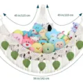 Handwoven Macrame Toy Hammock Corner Net with Green Leaves Plush Storage Organizer - Leaf Triangle Net Style 3 115x115x142cm