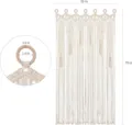 Boho large handmade cotton macrame wall hanging curtain with wooden rings 35x79 inches - Style 2 / 80x89cm