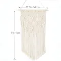 Boho woven wall hanging tapestry macrame cotton wall decor for home bedroom 15.7x27 in - Off White