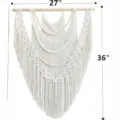 Handmade Woven Macrame Wall Hanging Boho Tassel Tapestry 27x36 Inches Beige Decor - Style 1