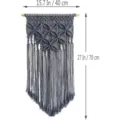 Handmade Woven Bohemian Cotton Rope Wall Hanging Tapestry Nordic Boho Decor 40x70cm - Gray