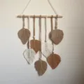 Boho handmade woven leaf tapestry wall hanging, stylish multi-color cotton fiber decor. - Brown 40x68cm