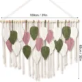 Handmade macrame wall hanging bohemian woven leaf tapestry home decor for bedroom living room - 21 Leaves-Rose Pink