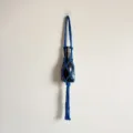 Sac Bouteille Vin Macrame Coton Bleu Fait Main Filet Pochette Recyclable Suspendu. - 86cm / Bleu Saphir