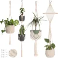 Handgemaakte macrame plantenhanger van katoenen touw hangende bloempot voor binnenshuis - Katoen Wit