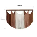 Boho Macrame Wall Hanging Woven Tapestry with Wooden Bar and Fringe Home Decor 120x85cm - Style 9