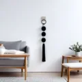Handmade woven cotton linen wall hanging tapestry with black spheres for room boho decor. - Single Black