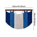 Bohemian handmade macrame wall hanging with wooden rod, colorful tassel decor for home. - Style 10