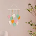 Colorful Macrame Leaf Wall Hanging Boho Handmade Cotton Woven Tapestry for Bedroom Decor - Emerald Green 40x68cm