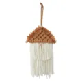Handmade macrame gnome Christmas hanging ornament festive wall decor cotton rope craft - Coffee