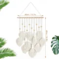 Bohemian handmade macrame wall hanging with wooden beads and leaf design for home decor. - Natural Cotton 40x68cm