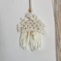 Handmade Macrame Christmas Tree Hanging Ornament Boho Woven Wall Decor Holiday Home Craft - Cotton White