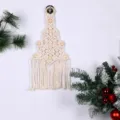 Macrame Christmas Tree Wall Hanging Woven Cotton Rope Ornament Beige Holiday Wall Decoration - Style 6