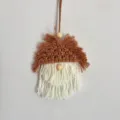 Handmade macrame gnome Christmas tree hanging ornament for cozy holiday home decor. - Brick Red
