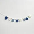 Handmade crochet snowflake garland with wooden beads for Christmas party hanging decoration. - 10cmX200cm / Blue Snowflake