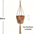 Suspension pour plante en macramé corde de coton faite main panier suspendu style vintage. - Pack Unique Avec Crochet / Kaki