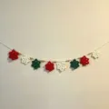 Handmade crochet Christmas snowflake garland banner party decoration hanging decor item - 10cmX200cm / Christmas Color Snowflake
