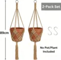 Support de plante en corde de coton fait main lot de 2 avec crochets S 89cm de deco - Lot de 2 Avec Crochet / Kaki