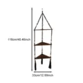 Bohemian Corner Shelf Handmade Woven Wood Hanging Floating Rack for Home Wall Decor Storage - Triple Layer / Black