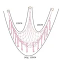 Bohemian macrame toy hammock for kids room, handmade cotton rope hanging toy storage net. - Pink