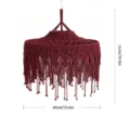 Handmade Macrame Pendant Lampshade Bohemian Woven Large Hanging Light Cover Home Decor - 60cm Wine Red Style 1