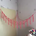 Pink macrame toy hammock bohemian handmade woven corner net for kids room storage - Watermelon Pink