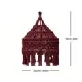 Bohemian handmade woven macrame lampshade large tassel pendant light shade decor 76x50cm - 50cm Wine Red Style 2