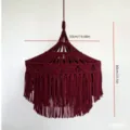 Bohemian handmade macrame lampshade 80cm burgundy woven hanging light fixture decor item - 50cm Wine Red