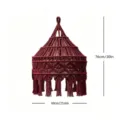 Boho Macrame Pendant Lampshade Handwoven Bohemian Hanging Light Fixture Burgundy 76x60cm - 60cm Beige Wine Red Style 2