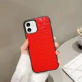 Funda de teléfono de cuero con diseño de cocodrilo rojo para iPhone, elegante carcasa. - iPhone X/XS / Rojo