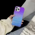 Gradient laser wavy phone case compatible with iPhone stylish electroplated back cover accessory - Laser Purple / iPhone X/Xs
