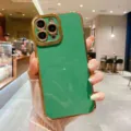 Luxury electroplated green phone case with golden edge camera protector for iPhone. - Green / iphone13