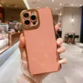 Pink electroplated TPU phone case with luxury gold edges, stylish camera protection cover. - Pink / iphone13