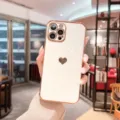 Luxury electroplated heart phone case for iPhone, stylish white back with gold edge. - For iPhone XR / Off White
